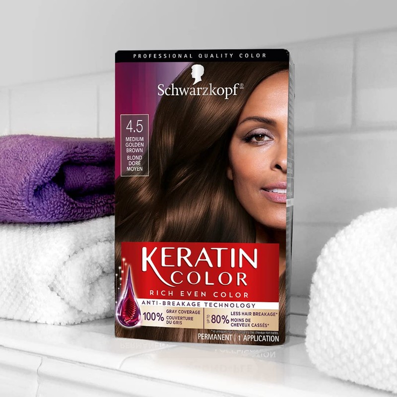Schwarzkopf Keratin Color Permanent Hair Color Cream, 4.5 Medium Golden