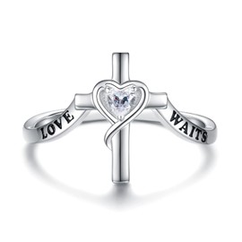 925 Sterling Silver True Love Waits Ring Purity Cross Rings Jewelry Gifts for Daughter Women Lady girlfriend (5)