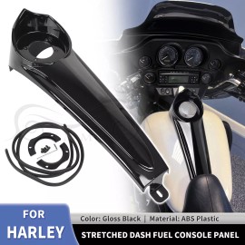 Unbranded Vivid Black Stretched Dash Fuel Gas Tank Console Panel For Harley Electra Glide