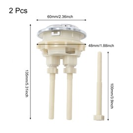 Kyuionty 2 Pack Dual Push Flushing Toilet Button, 48mm Toilet Tank Buttons Toilet Valve Replacement Flush Button with Thread Diameter (White)