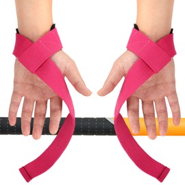 Viiotu Lifting Straps, Gym Straps with Neoprene Cushioned Wrist Pads, Weight Lifting Straps for Men & Women, Deadlift Wrist Straps for Powerlifting, Strength Training (Pink)