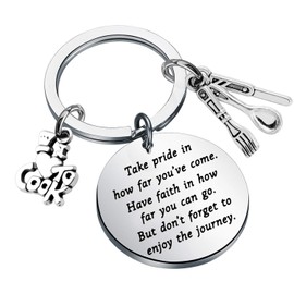 ENSIANTH Chef Keychain Gifts Culinary School Gifts Chef Charm Cooking Jewelry Take Pride in How Far You Have Come Cooking Lover Gift (silver)
