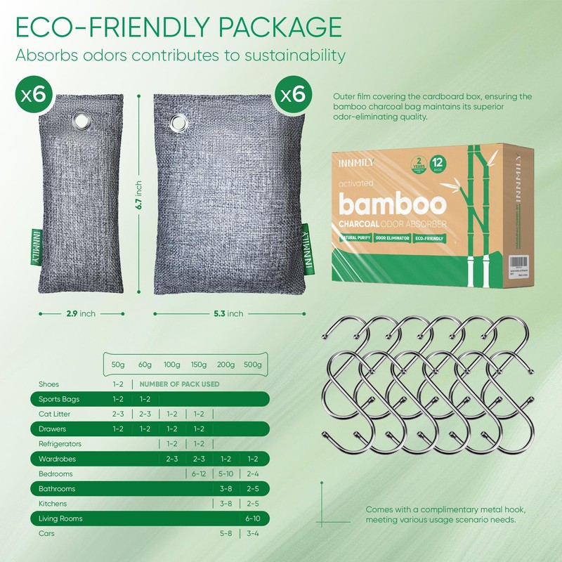 Activated Charcoal Odor Absorber, Odor Eliminator for Strong Odor,Bamboo Charcoal