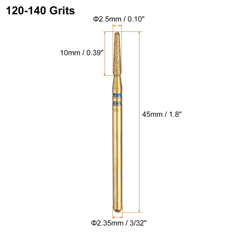 sourcing map 10pcs 120-140 Grits Diamond Grinding Bit 2mm Tapered