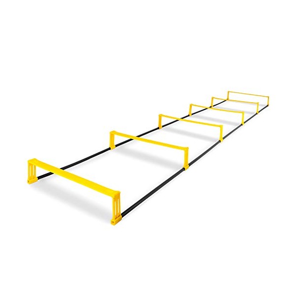 ProsourceFit Raised Speed & Agility Ladder with 6 Collapsible Hurdles for Footwork, Football & Soccer Elevated Training Workout Equipment