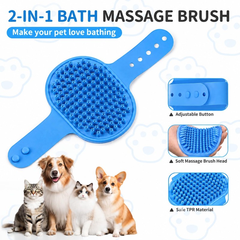 7Pcs Dog & Cat Grooming Kit, Deshedding Brush, Bath Scrubber,