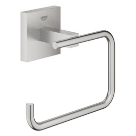 GROHE Start Cube Toilet Roll Holder without Cover (Metal, Wall Mounted, Concealed Fastening, with Screws and Dowels), Size 138 mm, Extra Easy to Fit with GROHE QuickGlue, Stainless Steel, 40978DC0
