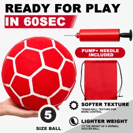 Halloscume 1 Set Size 5 Soccer Ball with Pump Storage Bag Portable Outdoor Indoor Felt Ball Soft Foam Soccer Tennis Ball for Soccer Game Soccer Training Juggling Soccer Lover Gift
