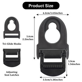 Omoojee 4 Sets Kayak Seat Clips and Hooks, Kayak Replacement Parts Compatible with Lifetime Emotion, Kayak Accessories (Black)