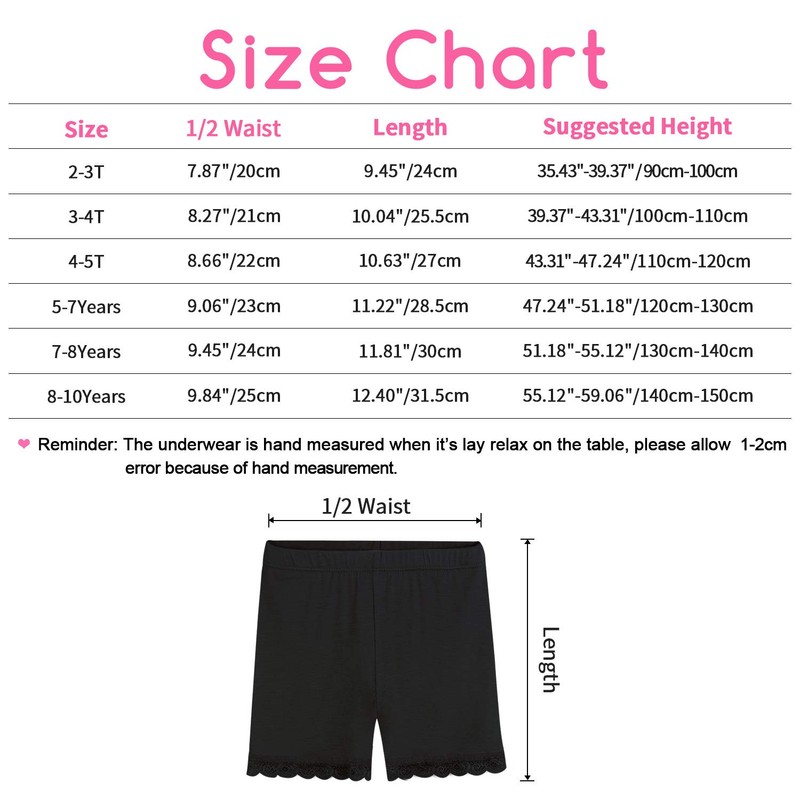BOOPH Chicas Calzoncillos Cortos De Encaje para Bicicleta para Niñas
