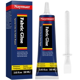 Fabric Glue, Permanent Clear Washable Clothing Adhesive for All Fabrics, Cotton, Flannel, Denim, Leather, Polyester, Doll Repair, 24 Hours Dry and Waterproof (FG60g)