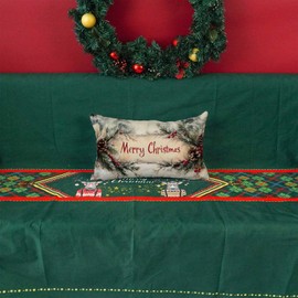 ONWAY Christmas Throw Pillow Cover 12x20 Inch Decorative Lumbar Cushion Case with Pine Cones Berries Winter Holiday Accent for Home Sofa Couch Bed