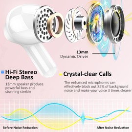Bluetooth Headphones, 2025 Headphones Wireless Bluetooth 5.4, 48 Hours Deep Bass 3D Stereo Wireless Earbuds, 4 ENC Noise Cancelling Mic, IP-X7 Waterproof, 3g Comfort Fit, USB-C In-Ear Earphones Sport