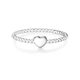 Glanzstücke München Women's Ring Heart Sterling Silver – Women's Jewellery Friendship Rings Thin Plug-In Ring Heart Ring, No Gemstone