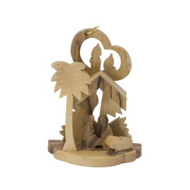 SpringNahal Olive Wood Christian Small Crib from Bethlehem with a Certificate Made in The Holy Land (3")