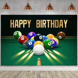 Happy Birthday Backdrop FHZON 5x3ft Snooker Contest Beginning Entertainment Game Photography Background Theme Party Fiesta Banner Table Decor Photo Booth Props PTBYYFH1