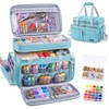 AMOIGEE Sewing Organizer Bag with 2 Clear Storage Boxes, Double