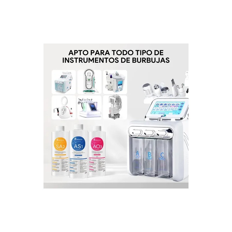 Kit Soluciones Hydrafacial As1 Sa2 Ao3 Hydradermabrasion