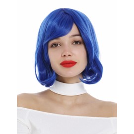 WIG ME UP - 0820-T2512 Short lady quality wig wavy bob concave tips blue Cosplay