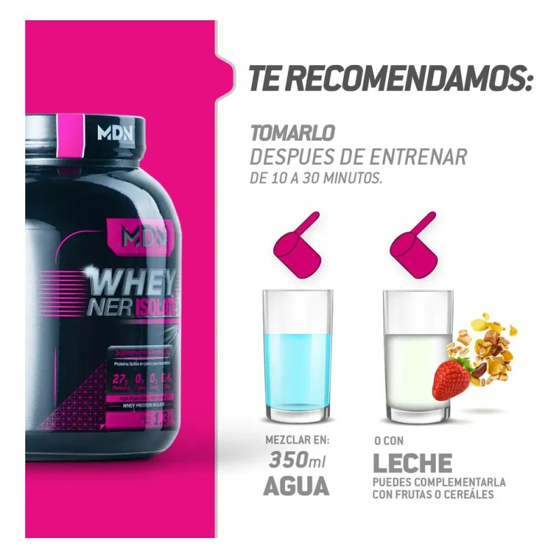 Mdn Wheyner Isolate 1.36kg 45 Servicios, 0 Carbs 0 Grasa