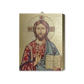 Fratelli Bonella | Jesus Icon in Oak Wood, Gold, 19.7 x 25 cm