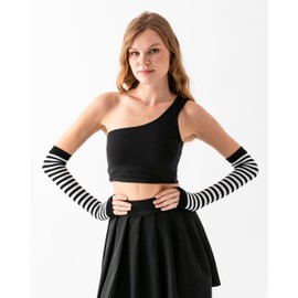 Causa Forcia Bamboo Arm Warmers Arm Sleeves for Women and Men Made in Turkey (Black & White)