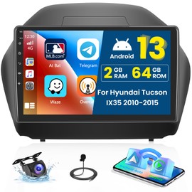 Inefala 2+64G Android 13 CarPlay Car Stereo Radio for Hyundai Tucson IX35 2010-2015, 10.1'' HD Touch Screen Compatible with Android Auto, AHD Backup Camera, GPS Navigation, WiFi, FM RDS
