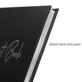 Black Guest Book for Funeral-7" x 9" Registry Sign In Book for Reception, Graduation Party, Birthday, Black Guestbook for Memorial Service with Gilded Silver Edges (100 pages)