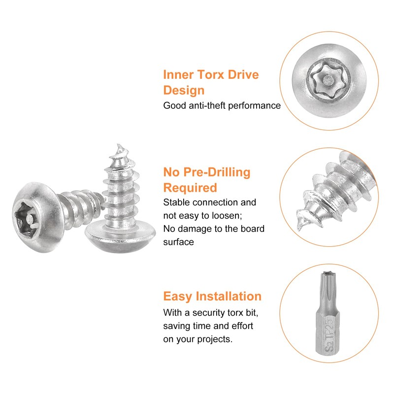 sourcing map M5 x 12mm Button Head Torx Security Sheet
