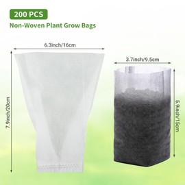 GREANER 200PCS Biodegradable Nursery Bags, 6.3"x7.8" Thickened Non-Woven Fabric Plant Seeding Grow Bags, Degradable Nursery Grow Bags for Plant Seedling Flower Vegetable, Home or Outdoor Garden Supply
