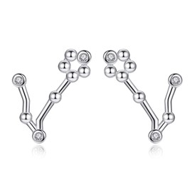 VIKI LYNN Ladies Girls 925 Sterling Silver CZ Zodiac Sign Earrings, Sterling Silver Cubic Zirconia, Zirconia, Sterling Silver Cubic Zirconia, Cubic Zirconia