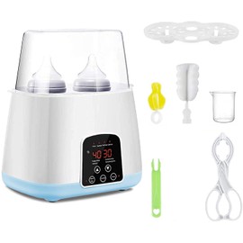 Calienta Biberones para Bebé, 5 in 1 Calienta Biberones Portátil de Botellas Dobles, Inteligente Control Táctil Calienta Biberones Control Preciso de Temperatura para Leche Materna o Fórmula