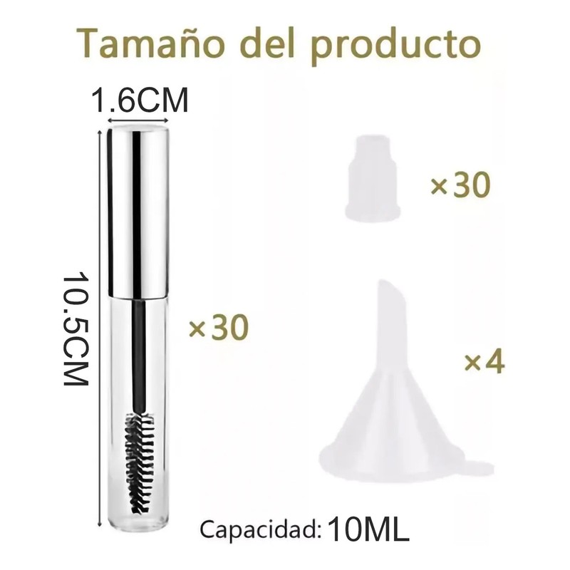 30 Envases Rimel Vacío 10ml Caja Pestañas Cepillosaccesorio