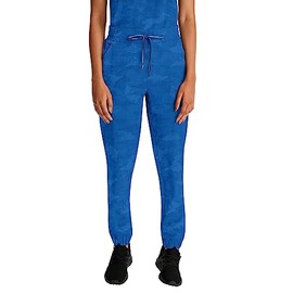 Healing Hands Purple Label Women Scrubs Pant Tate Jogger Camo 9350P, L Petite, Royal