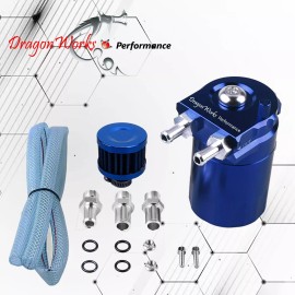 DragonWorks Performance Oil Catch Can Reservoir Baffled Tank Breather Filter Universal Blue Fits Dodge