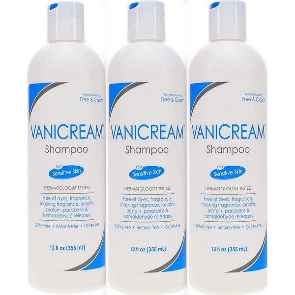Vanicream / Free & Clear SHAMPOO Dye & Sulfate Free 12oz ( 3 pack )