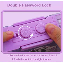 Pop up Multifunction Pencil case for Kids kawaii Pencil Case Pencil Holder for School Students supplies for girls Cute Pencil box for Girls with Sharpener Password Lock Schedule Whiteboard (purple)