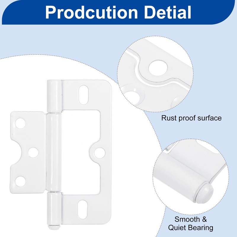 sourcing map 12Pcs 3x1.4 Inch Door Hinges Non-Mortise No Noise