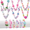 Suofuolef 6 Sets Wooden Bracelets and Necklaces for Girls, Colourful