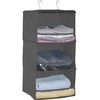 SimpleHouseware 3 Shelves Hanging Closet Organizer with Front Stopper, Dark
