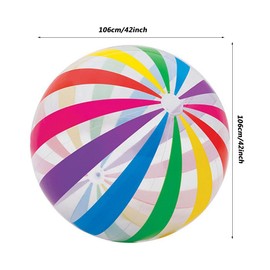 2 Pcs Jumbo Beach Ball Rainbow Color Ball 42 inch Inflatable Glossy Colorful Transparent Giant Beach Ball Pool Toys for Kids Beach Toys Summer Birthday Party Favors Great for Beach Pool Party Event