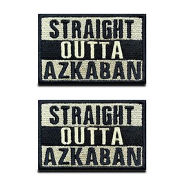 2 Pcs Tactical "Straight Outta Azkaban" Patch - Azkaban Funny Emblem, Embroidered Patch for Backpacks Clothing Bags Uniform Vest Jersey