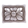 Hebilla de cinturón rectangular con diseño floral occidental, Plata de