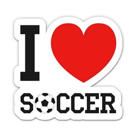 I Love Soccer - 8" Vinyl Sticker - for Car Laptop I-Pad - Waterproof Decal