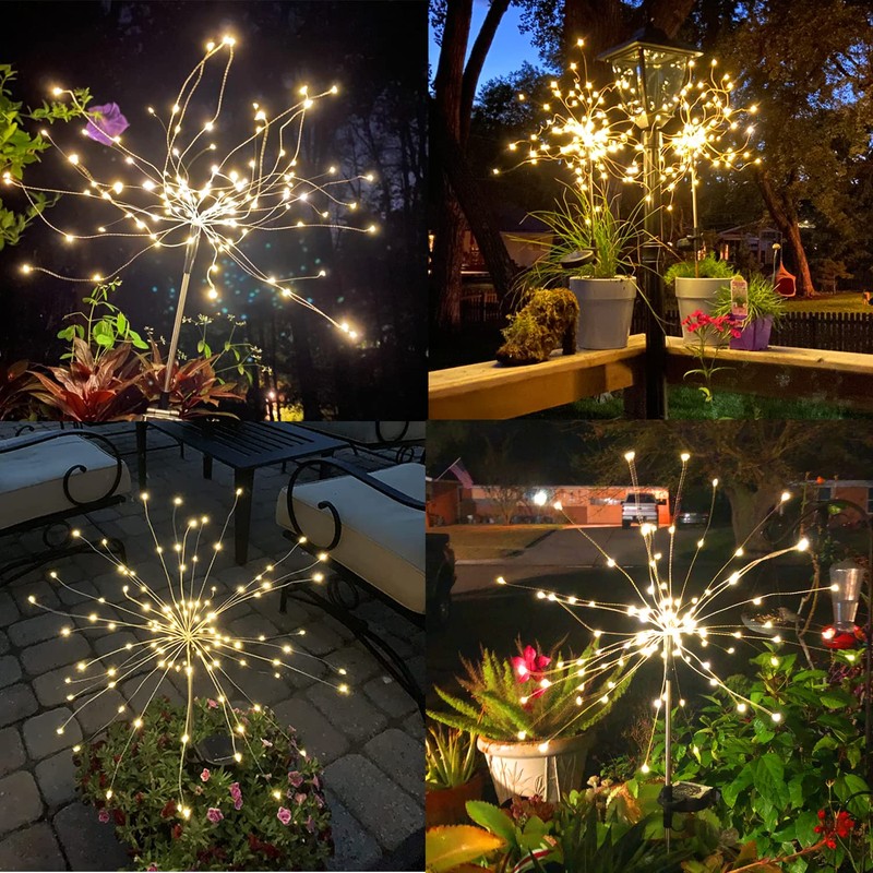 JJGoo Outdoor Solar Lights Firework, 2 Pack 120 LEDs Waterproof