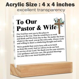 Pastor Gifts Pastor Wife Gifts Pastor Wife Appreciation Gifts to Our Pastor and Wife Acrylic Desk Sign Decor 4 x 4 Inches