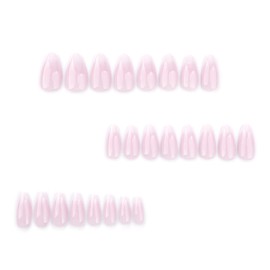 JUSTOTRY 24 Pcs Nude Solid Almond Press on Nails Short Pattern,Gradient White Fake Nails, Pretty French Oval Stick on Nails for Women Gifts,Glossy False Nails Medium for Nails Art