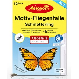 Aeroxon Indoor Fly Trap - 12 x Fly Catchers for Windows, Effective Fly Traps with Butterfly Design