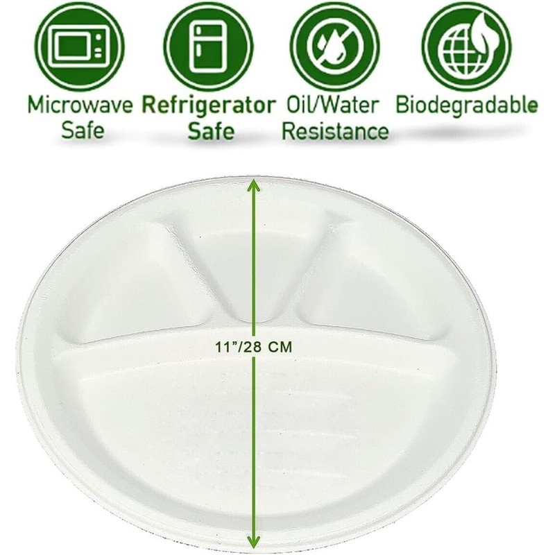 PRISTINE ENTERPRISE DISPOSABLE Biodegradable Extra Strong Hold baggase plate pack