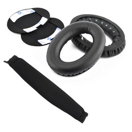 Almohadillas de repuesto para audífonos, Bose QuietComfort QC25, QC2, QC15, Around-Ear, AE2 AE2i AE2 W, Black AE Earpad + Headband